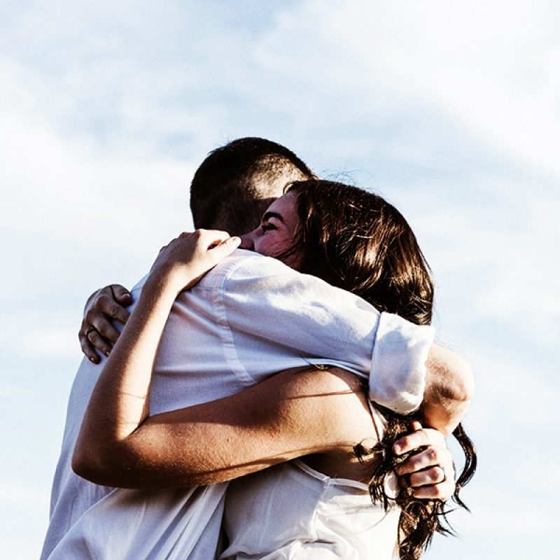 two people hugging