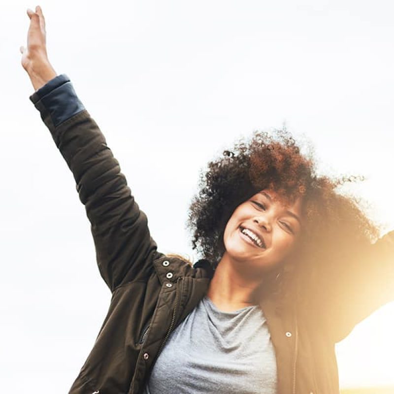 woman being joyful and happy