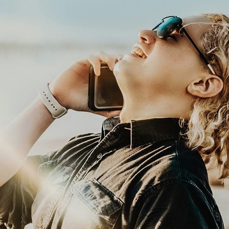 young man answering a phone call